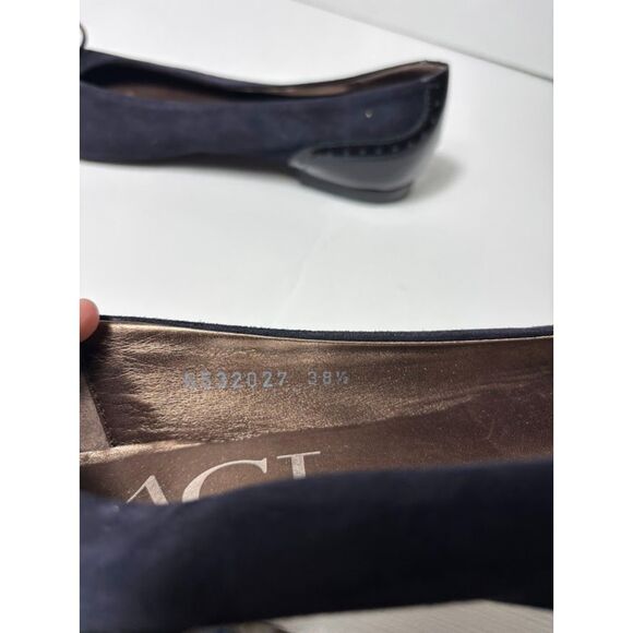 AGL Ballet Flats women's size 38.5 8 blue suede leather toe cap preppy ballerina - Picture 6 of 7